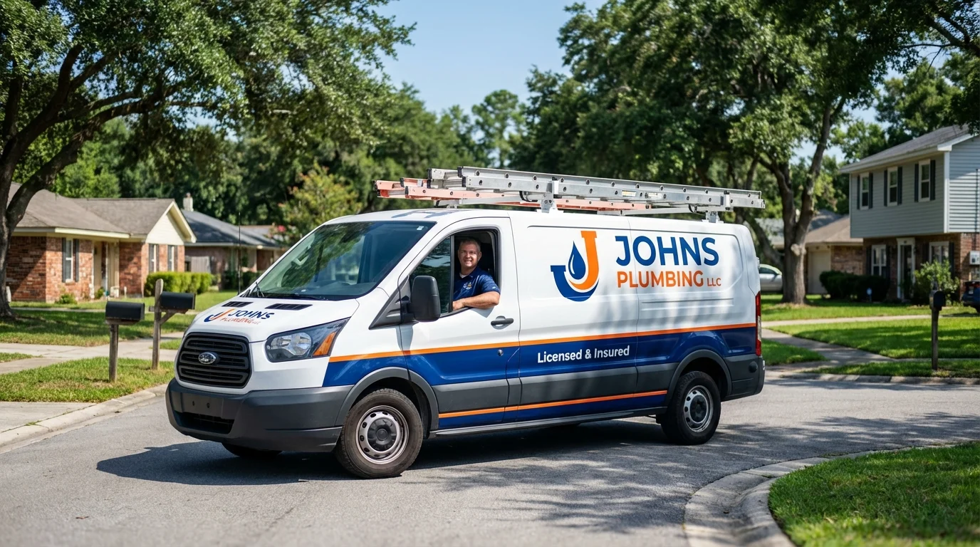 Johns Plumbing LLC service van in Saint James, MN