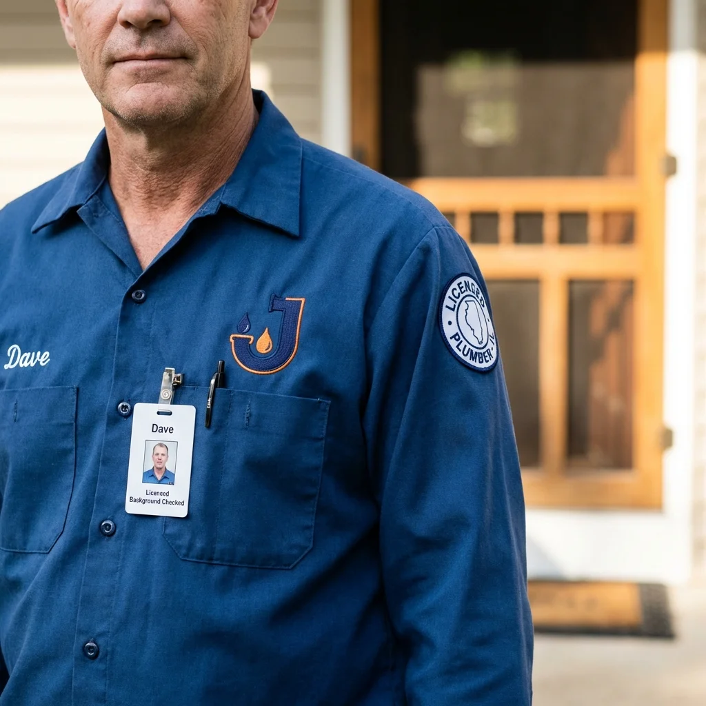 Licensed plumber showing ID badge in Saint James, MN